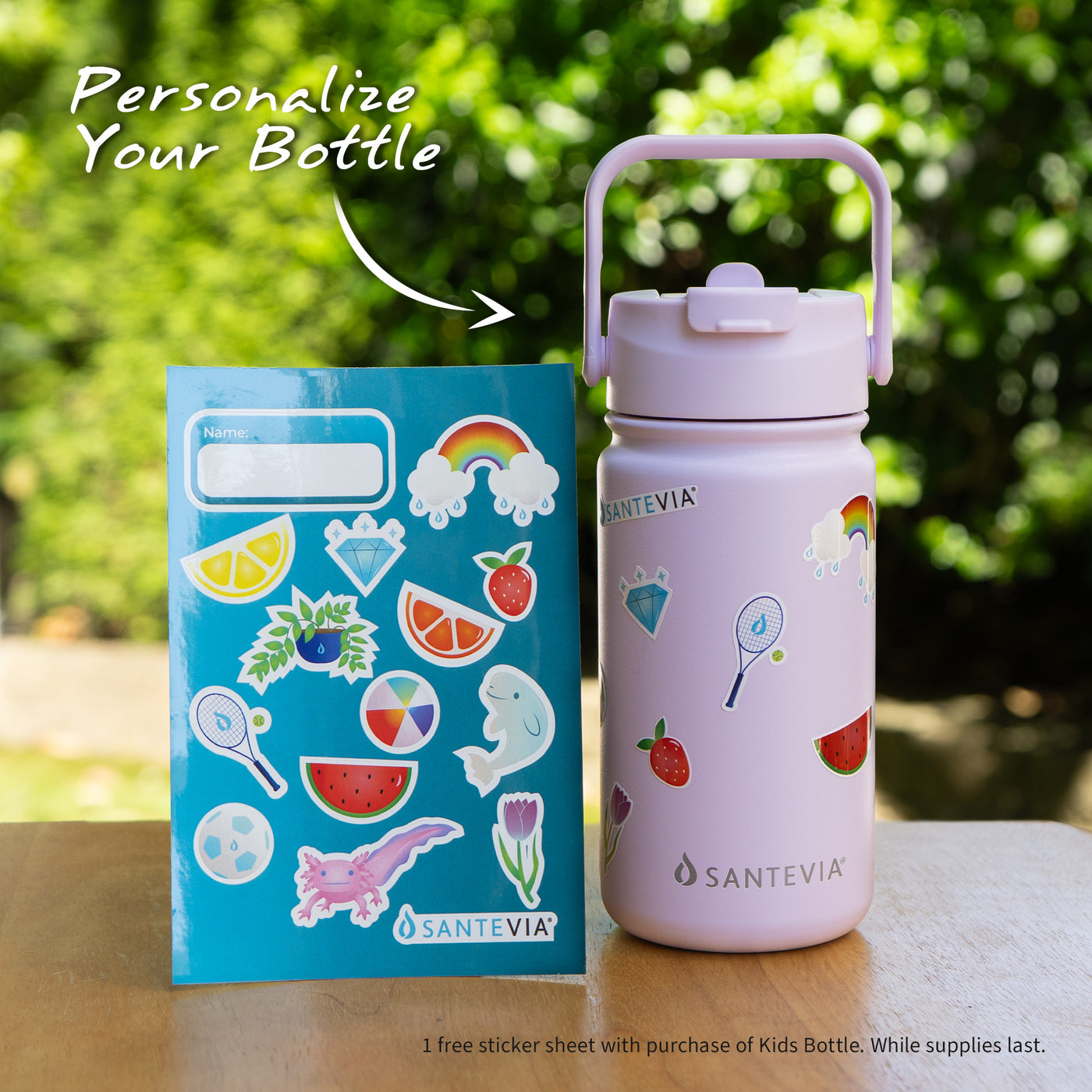 Personnalisez votre bouteille Santevia Kids avec un autocollant gratuit 