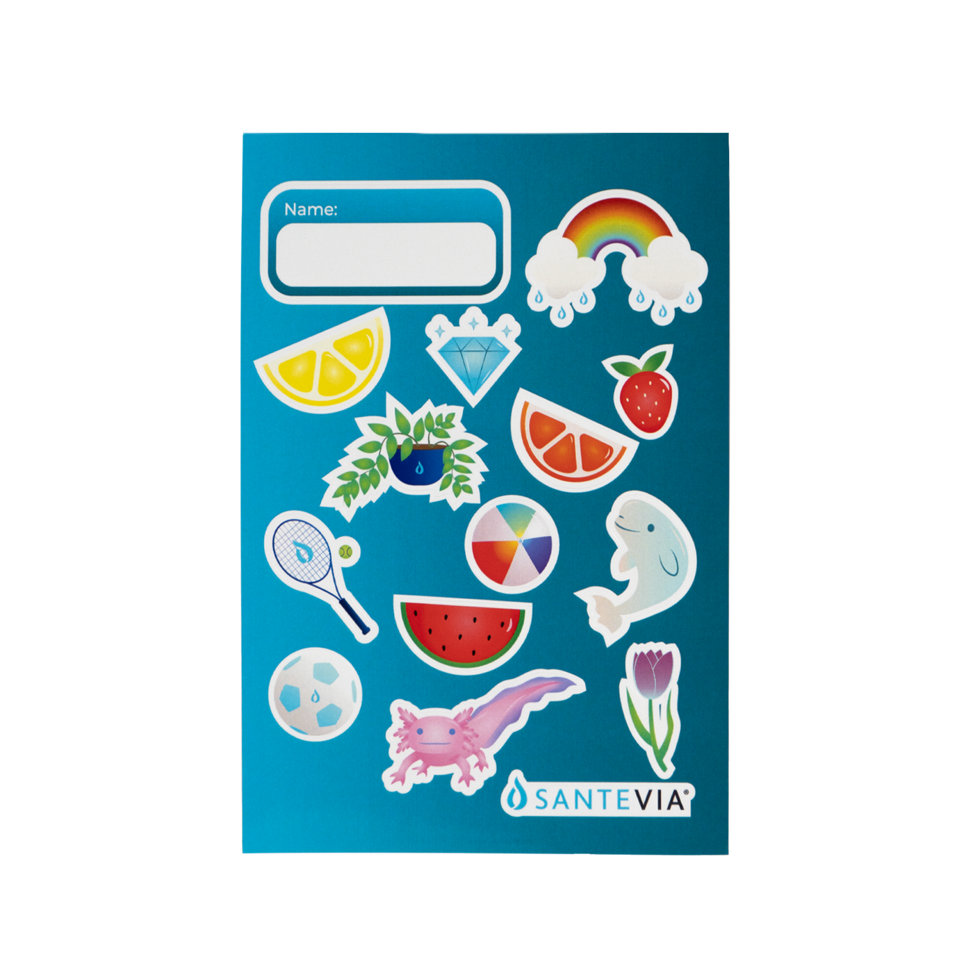 Free sticker sheet with a purchase of Santevia Kids Bottle while supplies last